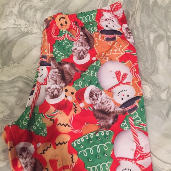 Ugly Christmas kitten cookie leggings - Picture 2 of 5